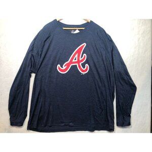 Atlanta Braves Long Sleeve Shirt MLB Baseball Logo Navy Blue Adult Small S NWT